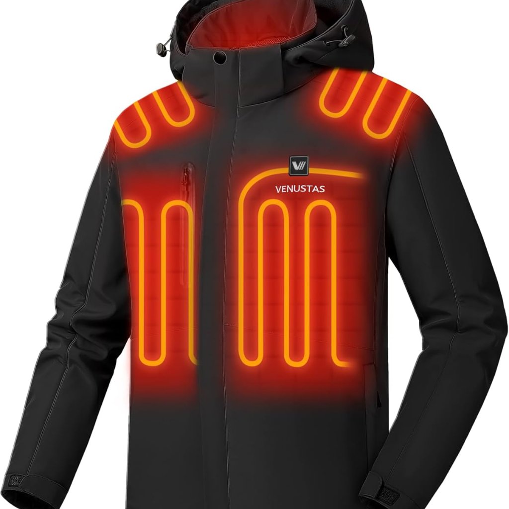 Electric Insulated Heated Jacket For Men - 5 Heating Zones & Water-Resistant